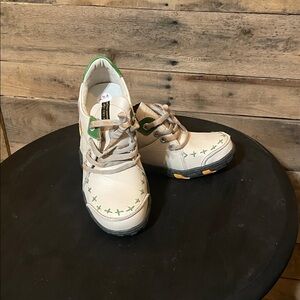 Stylish Women's Cream and Green Athletic Shoes